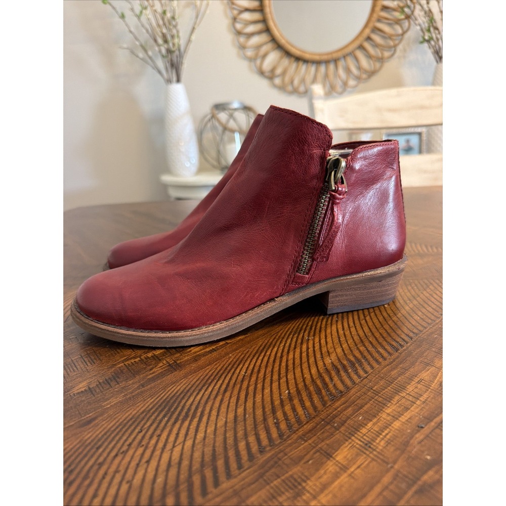 GB Boots Ankle Red Leather Women's Size 9 Boho Going Out